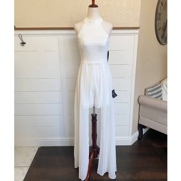 Lulus Love Speaks White Lace Halter Maxi Romper Wedding dress S - BNWT - Picture 5 of 16